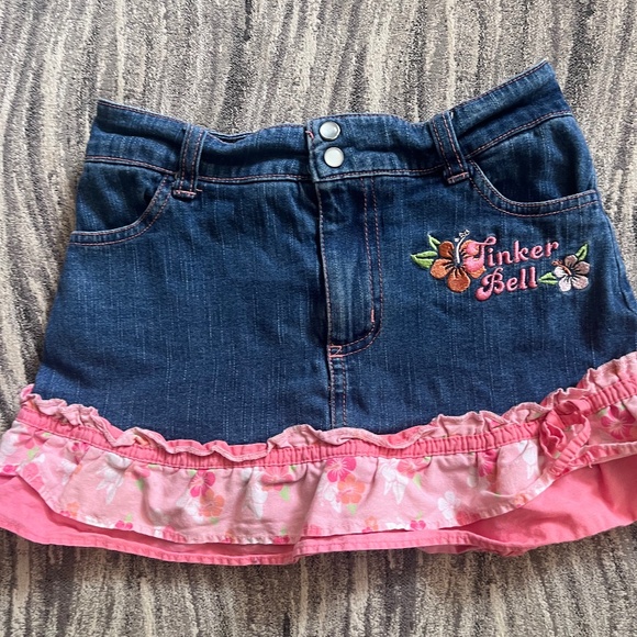 Y2K Tinker Bell Jean Skort with Embroidery (Girls size 4) - Picture 1 of 3